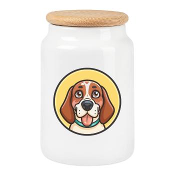 Jugoslawische Windhund Rasse Karikatur Kawaii Clipart - Keksdose mit Holzdeckel - Weiß - Vorne