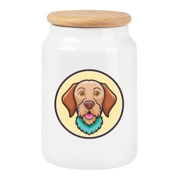 Drahthaarige Vizsla Hunderasse Cartoon Kawaii Clipart - Keksdose mit Holzdeckel - Weiß - Vorne