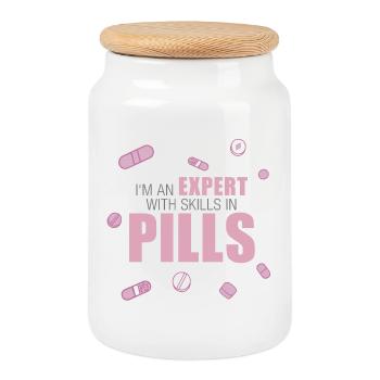 PTA, PKA, Apothekerin, Expert with Skills in Pills - Keksdose mit Holzdeckel - Weiß - Vorne