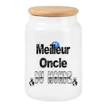 Meilleur Oncle du Monde - Boîte à biscuits avec couvercle en bois - blanc - Devant