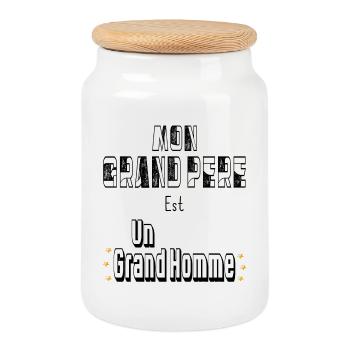 Mon Grand Père Est Un Grand Homme - Boîte à biscuits avec couvercle en bois - blanc - Devant