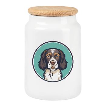 Auvergne Chien d’arrêt Race Dessin animé Kawaii Clipart - Boîte à biscuits avec couvercle en bois - blanc - Devant