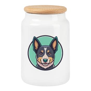 Australische Stumpy Tail Cattle Dog Rasse Karikatur - Keksdose mit Holzdeckel - Weiß - Vorne
