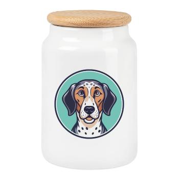 Léopard américain chien race chien dessin animé Kawaii - Boîte à biscuits avec couvercle en bois - blanc - Devant