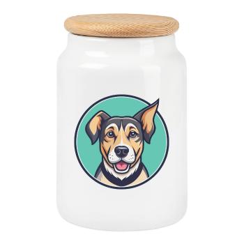 Barbado Da Terceira Dog Breed Funny Cartoon Kawaii - Cookie Jar with Wooden Lid - white - Front