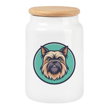 Belgische Griffon Hunderasse Cartoon Kawaii Clipart - Keksdose mit Holzdeckel - Weiß - Vorne