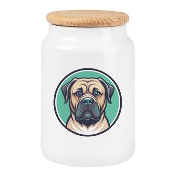 Belgische Dogge Hund Rasse Cartoon Kawaii Clipart - Keksdose mit Holzdeckel - Weiß - Vorne