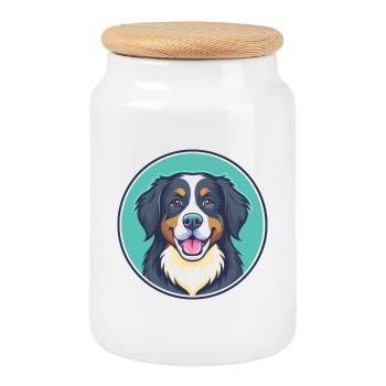 Berner Laufhund Hunderasse Cartoon Kawaii Clipart - Keksdose mit Holzdeckel - Weiß - Vorne