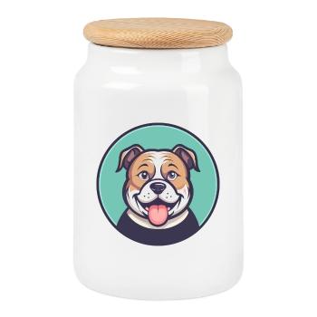 Billy Dog Breed Cartoon Kawaii Clipart Animal Pet - Cookie Jar with Wooden Lid - white - Front