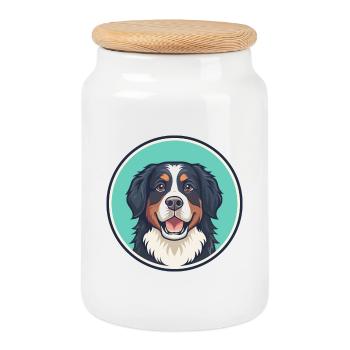 Bouvier Bernois Race Dessin animé Kawaii Clipart - Boîte à biscuits avec couvercle en bois - blanc - Devant