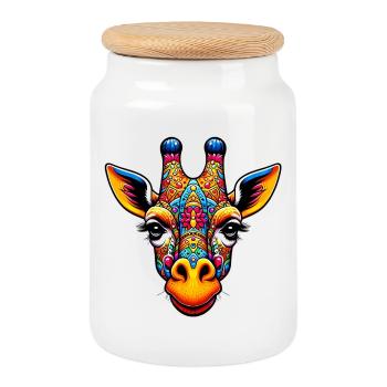 Giraffe - Keksdose mit Holzdeckel - Weiß - Vorne