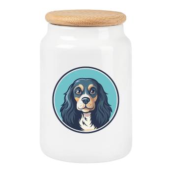 Blauer Picardy Spaniel Hund Rasse Cartoon Kawaii Haustier - Keksdose mit Holzdeckel - Weiß - Vorne