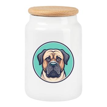 Brasilianische Dogge Hund Rasse Cartoon Kawaii Clipart - Keksdose mit Holzdeckel - Weiß - Vorne