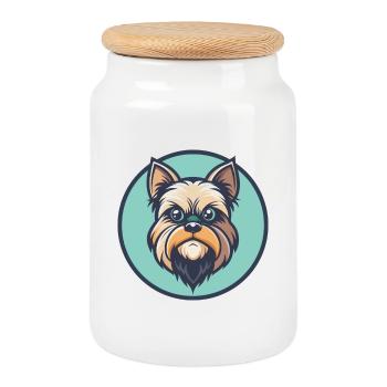 Brüsseler Griffon Hunderasse Cartoon Kawaii Clipart - Keksdose mit Holzdeckel - Weiß - Vorne