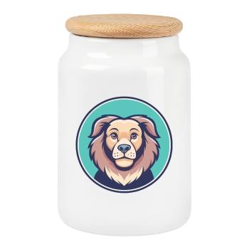 Carea Leones Hunderasse Cartoon Kawaii Clipart Haustier - Keksdose mit Holzdeckel - Weiß - Vorne