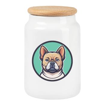 Briquet De Provence Dog Breed Funny Cartoon Kawaii - Cookie Jar with Wooden Lid - white - Front
