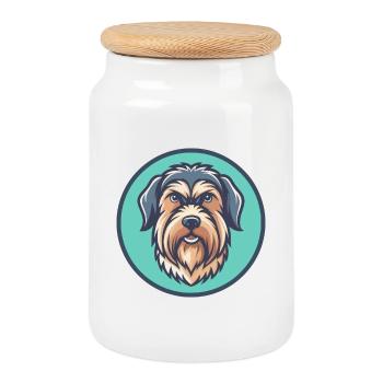 Briquet Griffon Vendéen Chien Race Dessin Animé Kawaii - Boîte à biscuits avec couvercle en bois - blanc - Devant