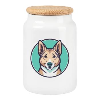 Carolina Chien Race Coloré Dessin animé Kawaii Clipart - Boîte à biscuits avec couvercle en bois - blanc - Devant