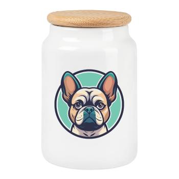 Braque Français Race de chien Dessin animé Kawaii Clipart - Boîte à biscuits avec couvercle en bois - blanc - Devant