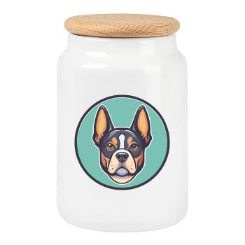 Braque Saint Germain Chien Race Dessin Animé Kawaii Pet - Boîte à biscuits avec couvercle en bois - blanc - Devant