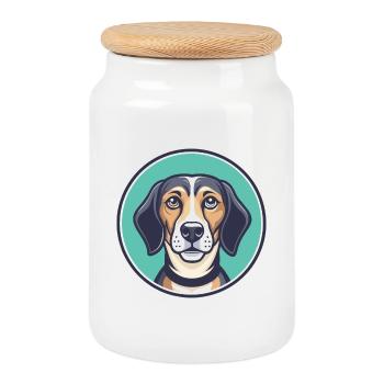 Kanarischer Warren Hound Hunderasse Cartoon Kawaii Haustier - Keksdose mit Holzdeckel - Weiß - Vorne