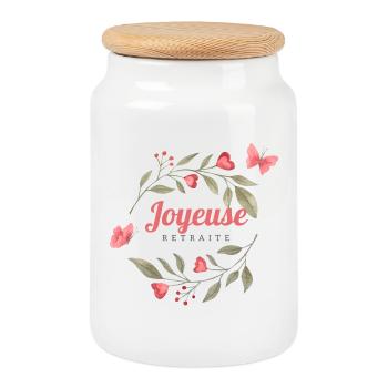 Joyeuse retraite - Boîte à biscuits avec couvercle en bois - blanc - Devant
