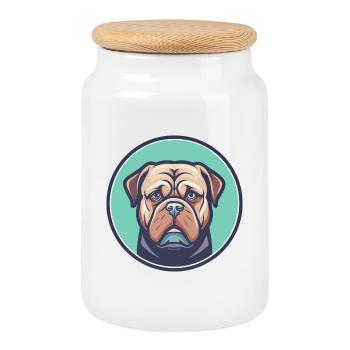 Dogge De Bordeaux Hunderasse Cartoon Kawaii Clipart - Keksdose mit Holzdeckel - Weiß - Vorne