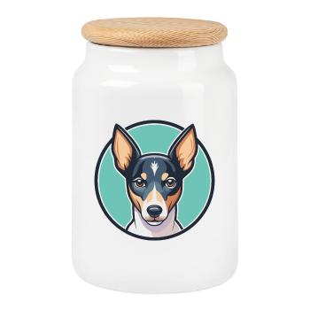 Decker Rat Terrier Hunderasse Karikatur Kawaii - Keksdose mit Holzdeckel - Weiß - Vorne