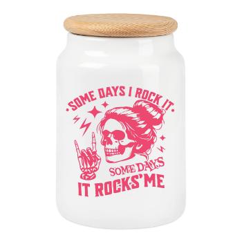 some days i rock it somedays it rocks me festival - Keksdose mit Holzdeckel - Weiß - Vorne