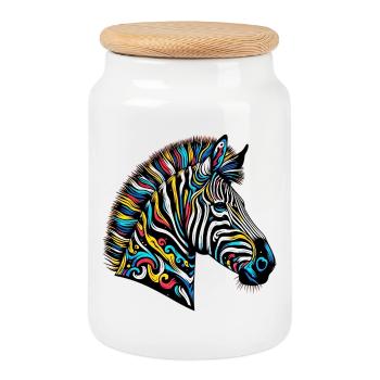 Zebra - Keksdose mit Holzdeckel - Weiß - Vorne