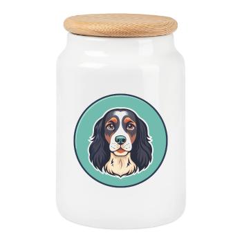 Deutsche Spaniel Hunderasse Cartoon Kawaii Clipart - Keksdose mit Holzdeckel - Weiß - Vorne