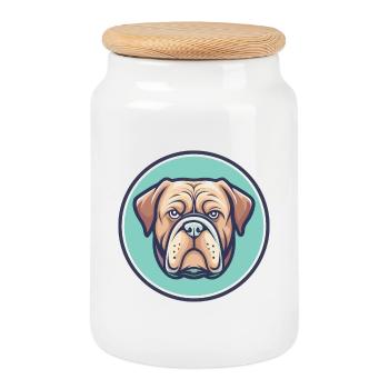 Französisch Bordeaux Mastiff Hunderasse Karikatur Kawaii - Keksdose mit Holzdeckel - Weiß - Vorne