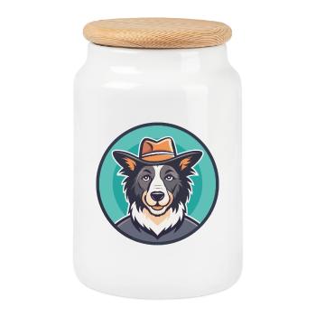 Gaucho chien de berger chien race dessin animé Kawaii Clipart - Boîte à biscuits avec couvercle en bois - blanc - Devant