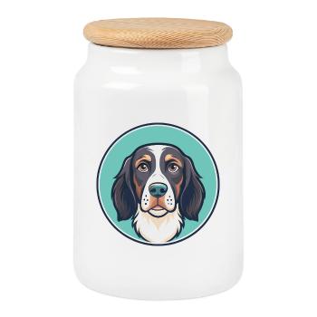 Friesische Vorstehhunderasse Cartoon Kawaii Clipart - Keksdose mit Holzdeckel - Weiß - Vorne