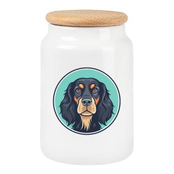 Gordon Setter Dog Breed Cartoon Kawaii Clipart Pet - Cookie Jar with Wooden Lid - white - Front