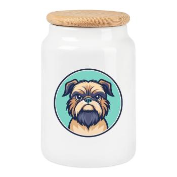 Griffon Bruxellois Hunderasse Karikatur Kawaii - Keksdose mit Holzdeckel - Weiß - Vorne