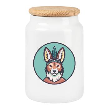 Hase Indischer Hund Rasse Lustige Karikatur Kawaii Clipart - Keksdose mit Holzdeckel - Weiß - Vorne