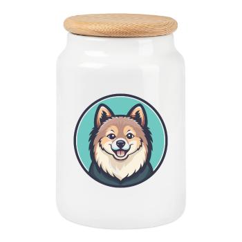 Indischer Spitz Hund Rasse Cartoon Kawaii Clipart Haustier - Keksdose mit Holzdeckel - Weiß - Vorne