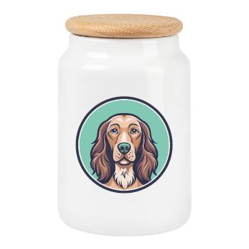 Irish Setter Dog Breed Cartoon Kawaii Clipart Pet - Cookie Jar with Wooden Lid - white - Front