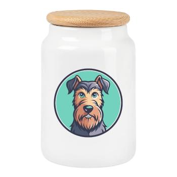 Irish Terrier Dog Breed Cartoon Kawaii Clipart Pet - Cookie Jar with Wooden Lid - white - Front