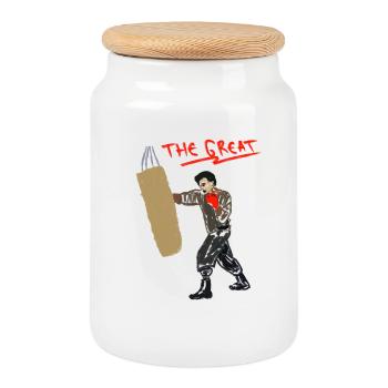 The great boxing - Cookie Jar with Wooden Lid - white - Front