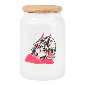 Devil woman - Cookie Jar with Wooden Lid - white - Front