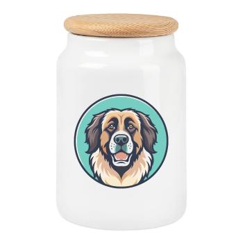 Leonberger Hund Rasse Cartoon Kawaii Clipart Tier - Keksdose mit Holzdeckel - Weiß - Vorne