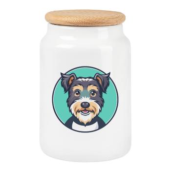 Lucas Terrier Hund Rasse Cartoon Kawaii Clipart Haustier - Keksdose mit Holzdeckel - Weiß - Vorne