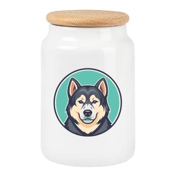 Milieu Asiatique Ovtcharka Chien Race Dessin Animé Kawaii - Boîte à biscuits avec couvercle en bois - blanc - Devant
