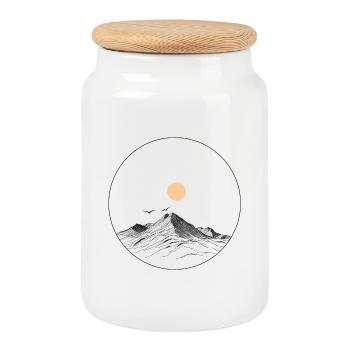 Bergzeit & Wanderlust – Natur, Freiheit, Abenteuer - Keksdose mit Holzdeckel - Weiß - Vorne