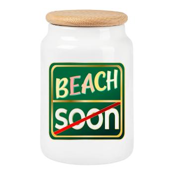 SOMMERURLAUB AM STRAND - Keksdose mit Holzdeckel - Weiß - Vorne