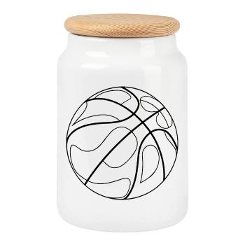 Dessin de basket-ball - Boîte à biscuits avec couvercle en bois - blanc - Devant