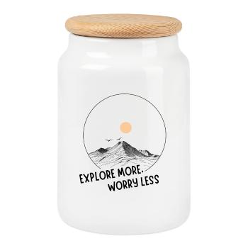 Geschenk Abenteurer Bergsteiger Kletterer Spruch - Keksdose mit Holzdeckel - Weiß - Vorne