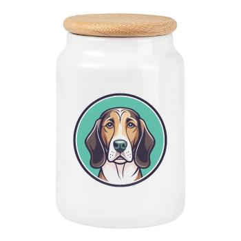 Norman Hound Chien Race Dessin animé Kawaii Clipart Animal de compagnie - Boîte à biscuits avec couvercle en bois - blanc - Devant